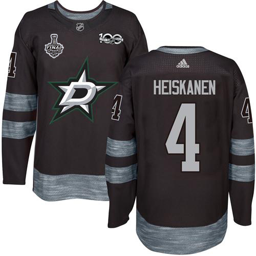 Men Adidas Dallas Stars #4 Miro Heiskanen Black 1917-2017 100th Anniversary 2020 Stanley Cup Final Stitched NHL Jersey